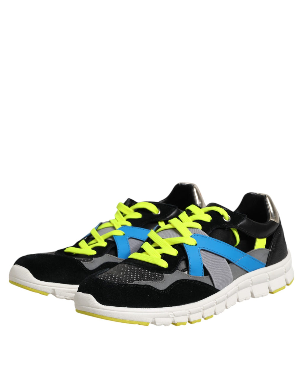 Chaussures sneakers basses pour homme Dolce & Gabbana en dentelle multicolore, lacets, vue de face