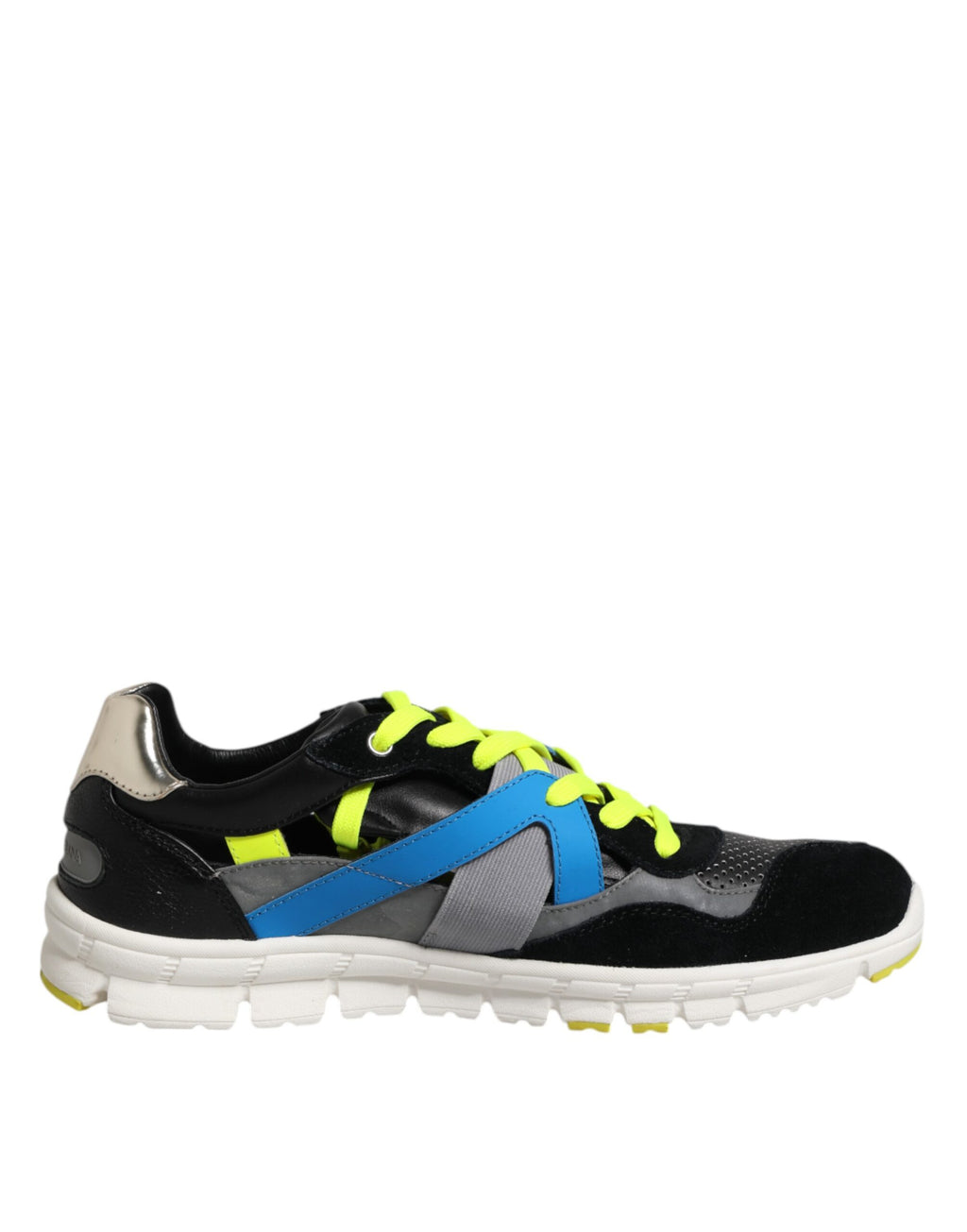 Chaussures sneakers basses pour hommes Dolce & Gabbana en dentelle multicolore, lacets, vue de face.