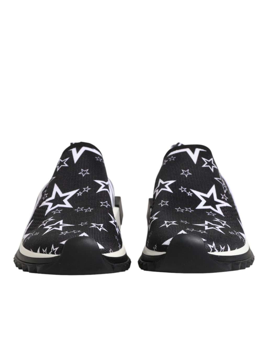Chaussures sneakers basses Dolce & Gabbana Sorrento en noir et blanc, vue de face, avec détails de design élégants.