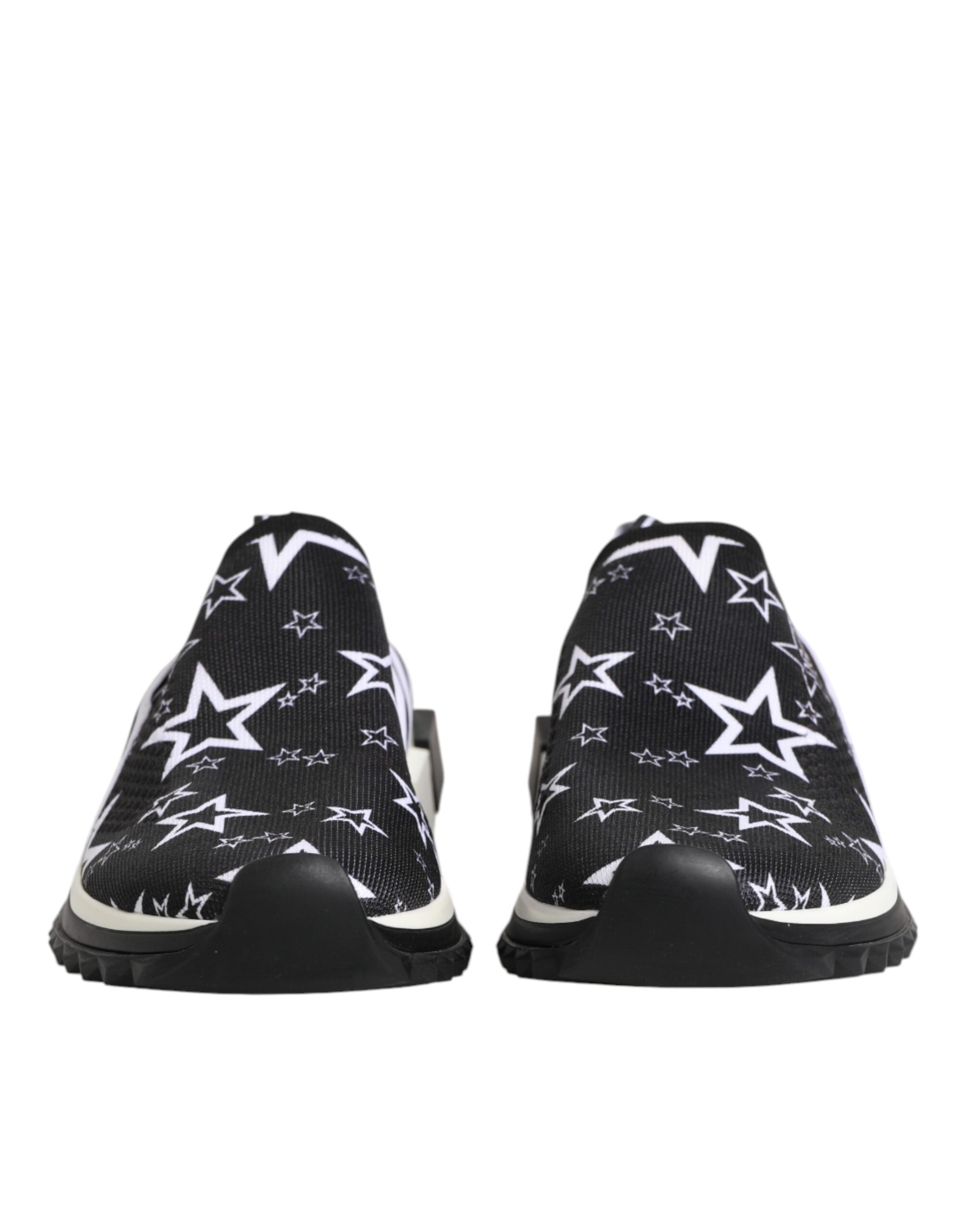 Chaussures sneakers basses Dolce & Gabbana Sorrento en noir et blanc, vue de face, avec détails de design élégants.