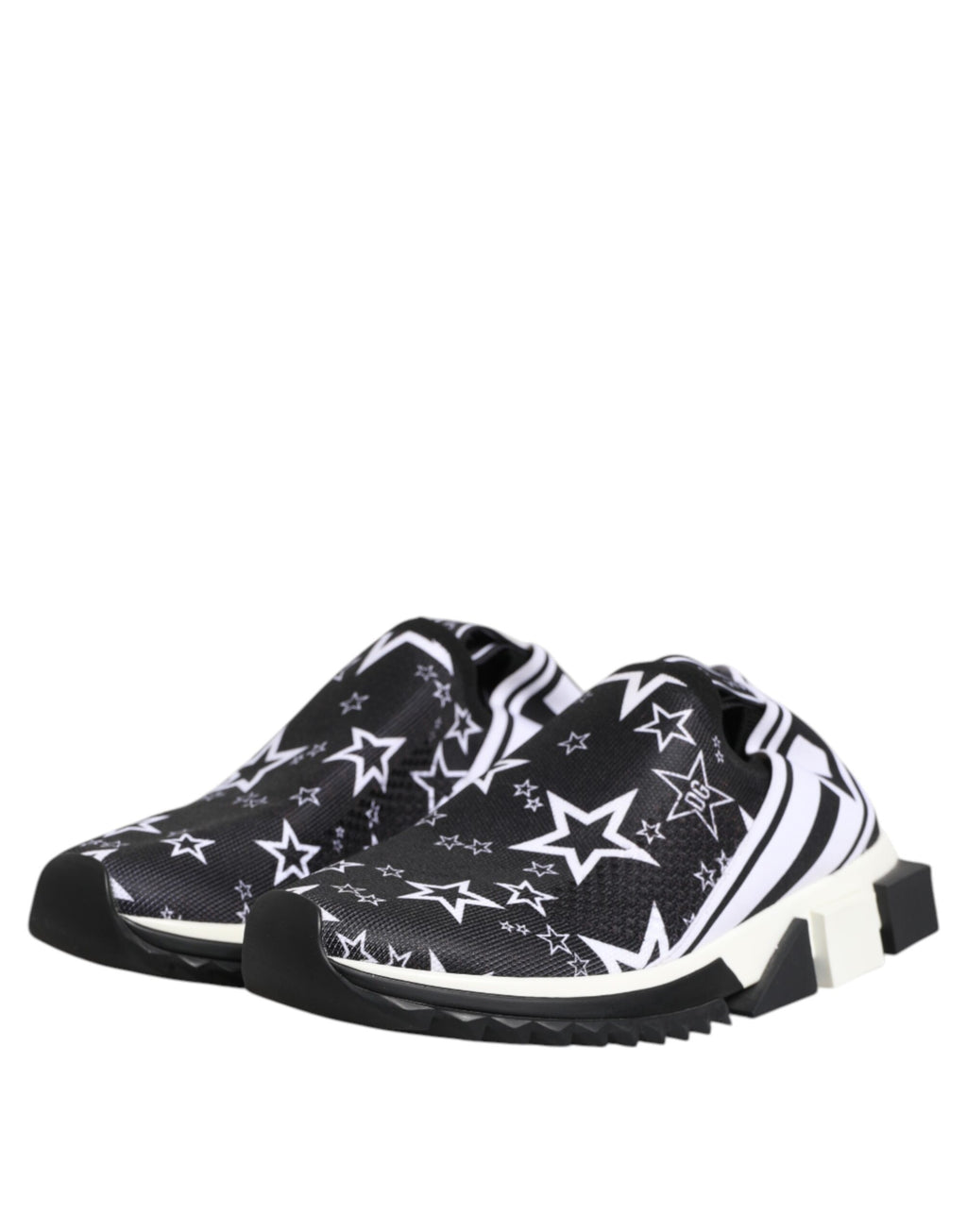 Chaussures basses Dolce & Gabbana Sorrento en noir et blanc, sneakers élégants pour homme, vue de face sur fond blanc