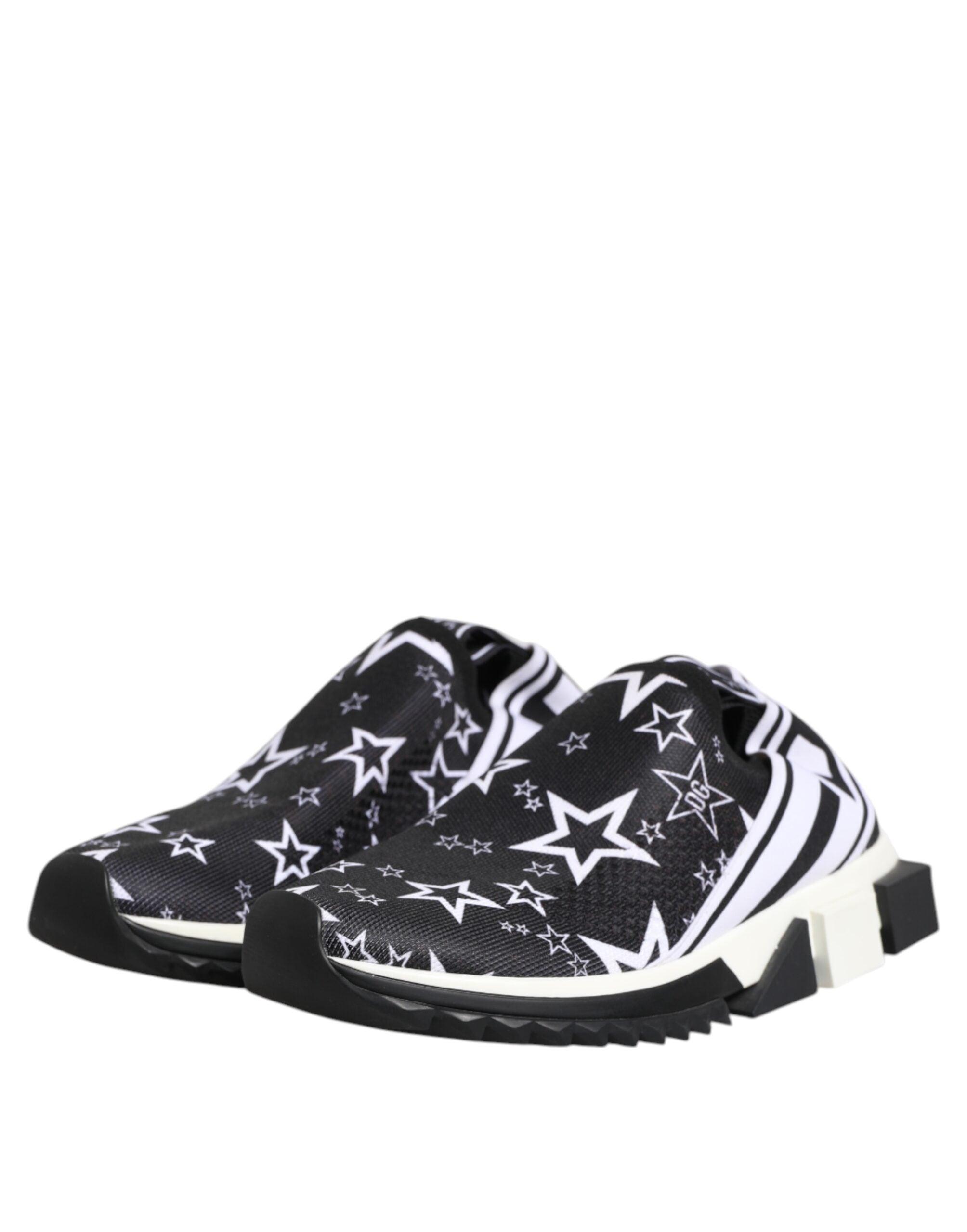 Chaussures basses Dolce & Gabbana Sorrento en noir et blanc, sneakers élégants pour homme, vue de face sur fond blanc