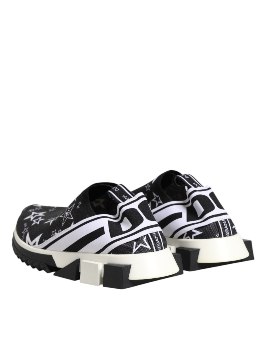 Chaussures basses Dolce & Gabbana Sorrento noires et blanches, sneakers en cuir avec design élégant et moderne.