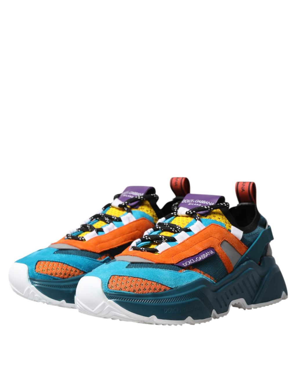 Chaussures sneakers basses Dolce & Gabbana Daymaster multicolores avec design coloré et détails tendance, vues de face.