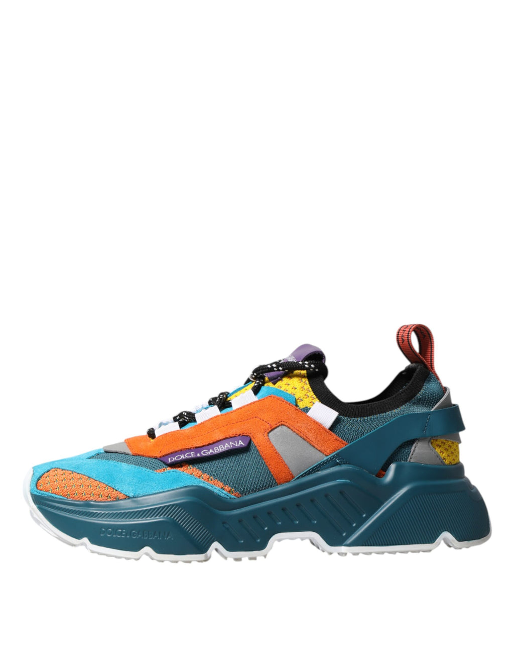 Chaussures sneakers basses Dolce & Gabbana Daymaster multicolores avec design coloré et détails élégants, vues de face.