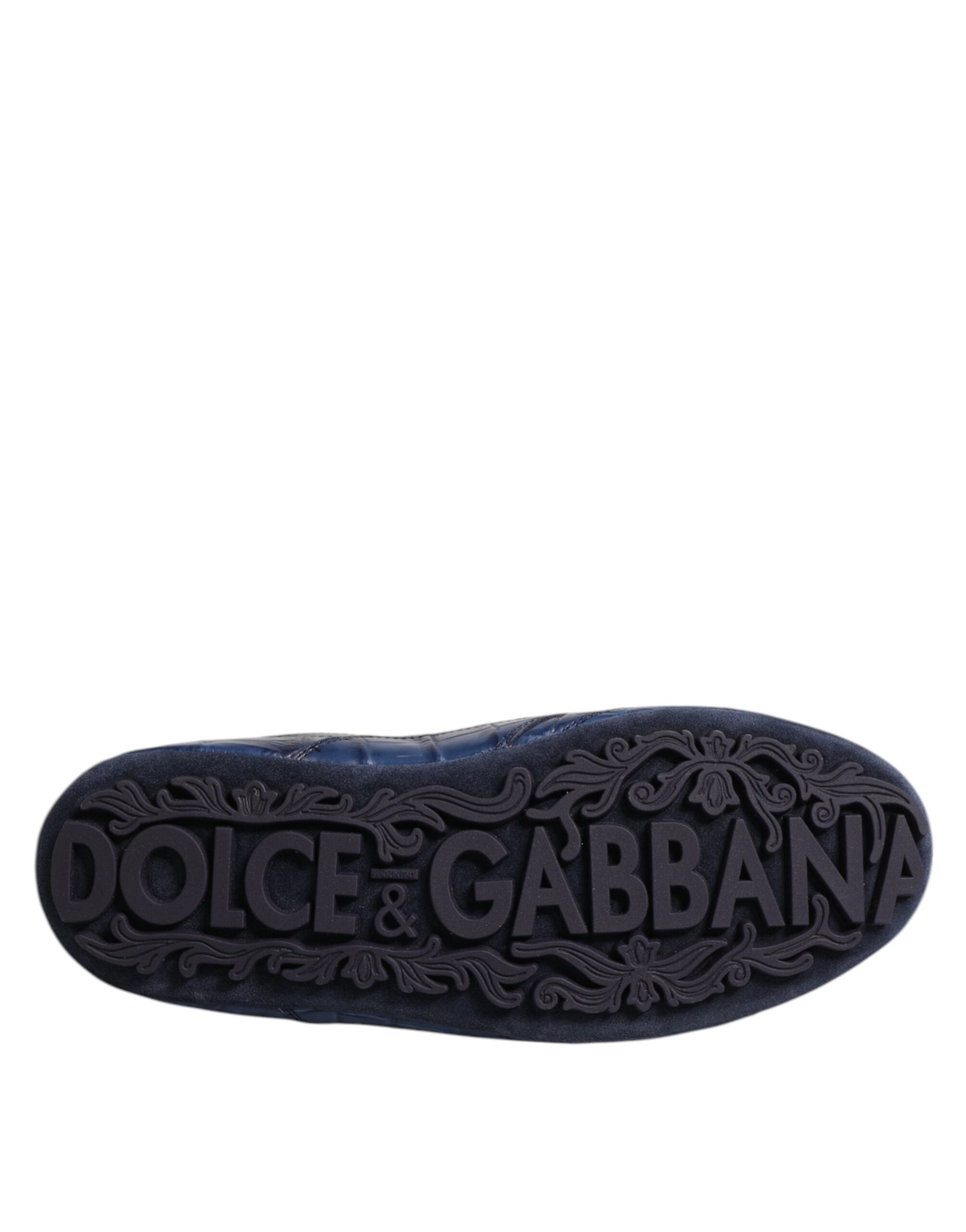 Chaussures sneakers basses en cuir bleu foncé pour homme de Dolce & Gabbana, style élégant et contemporain.