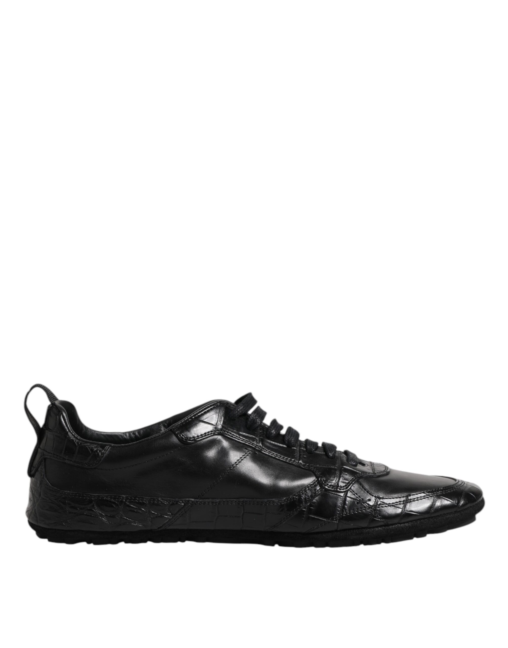 Chaussures sneakers basses Dolce & Gabbana en cuir exotique noir, tendance et élégantes, pour un look sophistiqué.