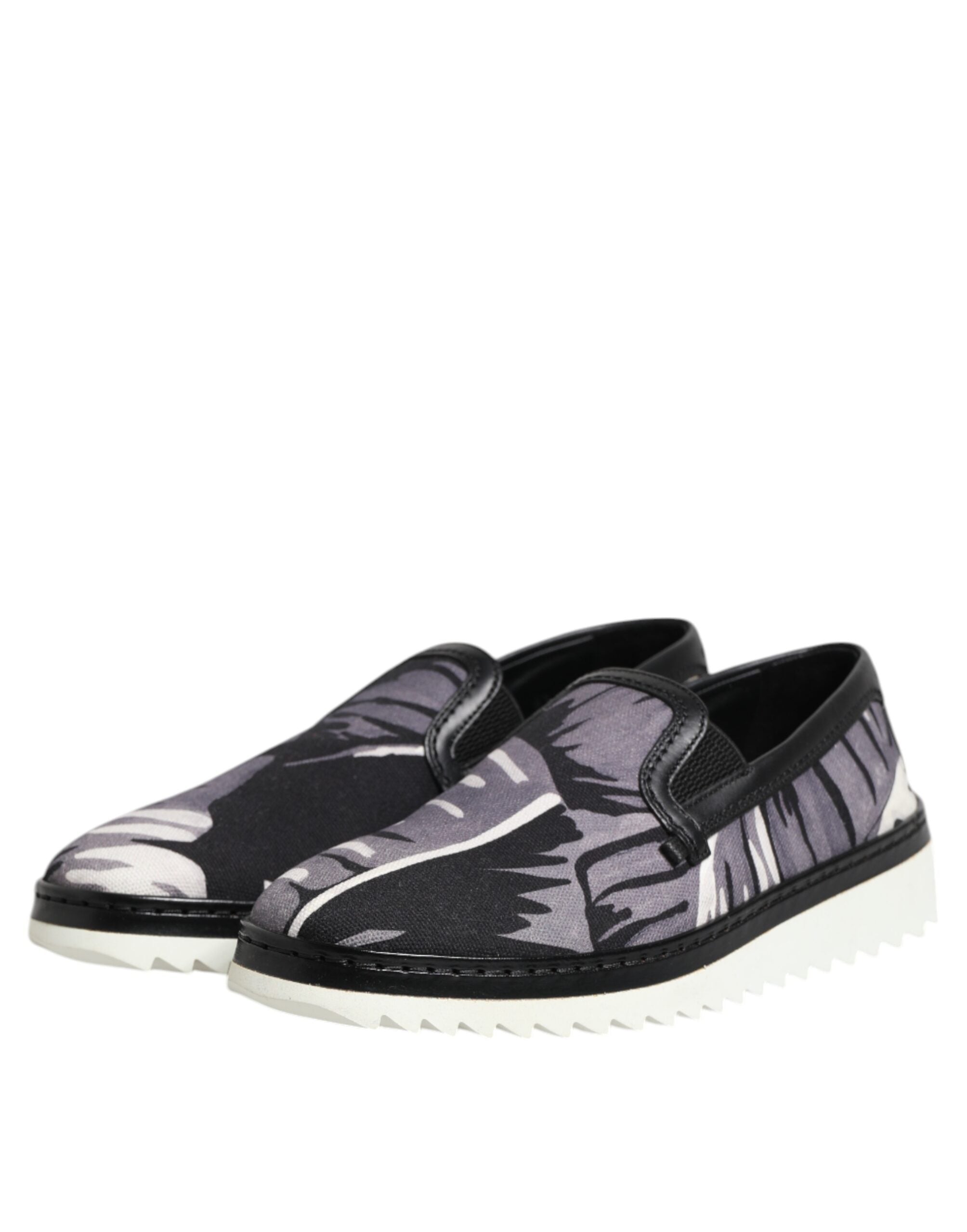 Chaussures sneakers Dolce & Gabbana Tropical Noires pour homme, slip-on, style décontracté et moderne.