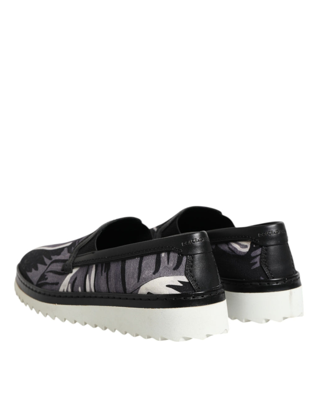 Chaussures sneakers pour homme Dolce & Gabbana noir tropical, en slip-on avec design élégant et détails tendance.