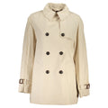 Imperméable beige en coton pour femmes Tommy Hilfiger, coupe classique avec col et ceinture, parfait pour le printemps et l'automne.