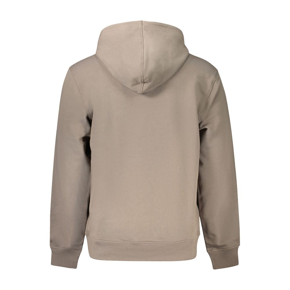 Sweat à capuche marron pour homme de la marque Calvin Klein, en coton doux, avec logo discret visible sur le devant.