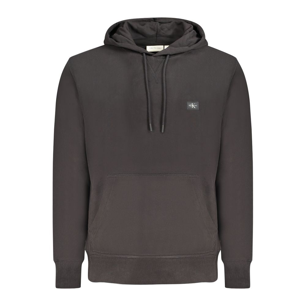 Sweat à capuche noir pour homme de la marque Calvin Klein en coton, avec logo discret sur la poitrine.