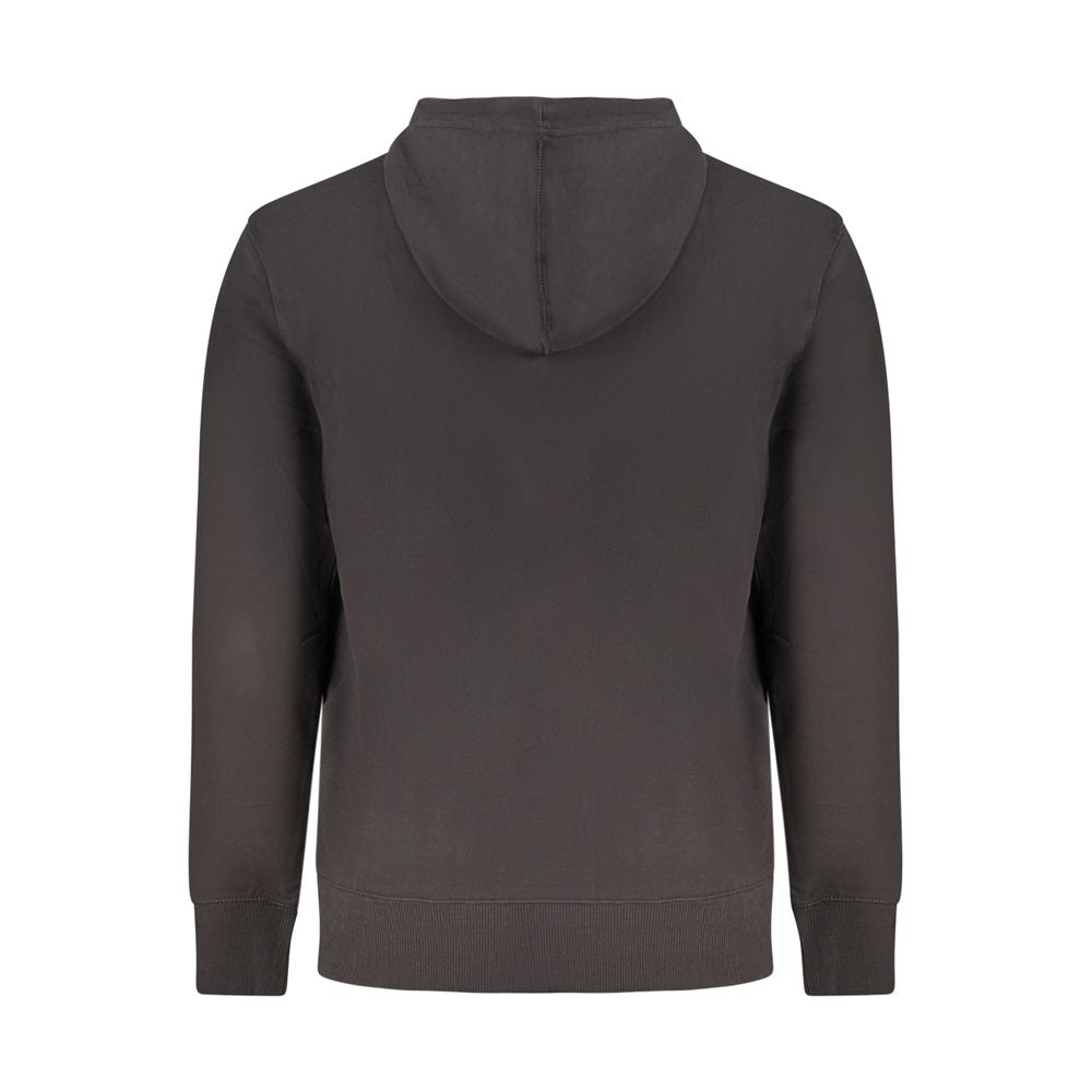 Sweat à capuche noir pour homme de la marque Calvin Klein en coton, vue de face avec logo visible sur la poitrine.