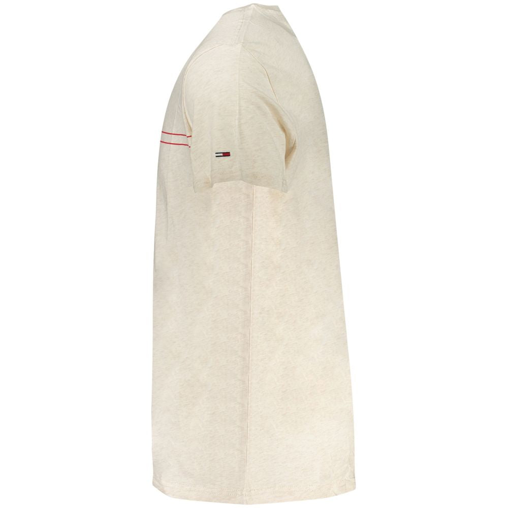 T-shirt beige en coton pour homme de Tommy Hilfiger, coupe classique, visible sur le mannequin.