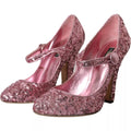 Escarpins Mary Jane roses en sequins rose de Dolce & Gabbana, chaussures à talons hauts élégantes et brillantes.
