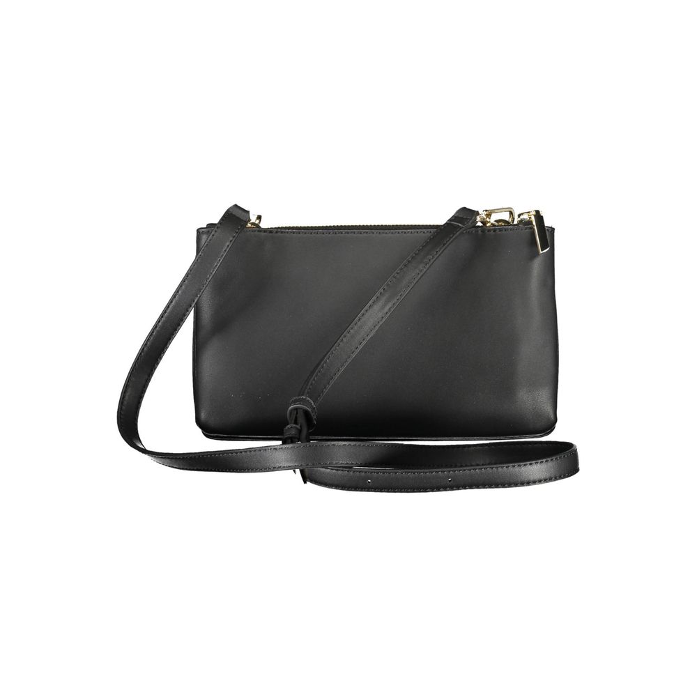 Sac à main noir en polyester pour femme de la marque Calvin Klein, avec poches et poignées élégantes.