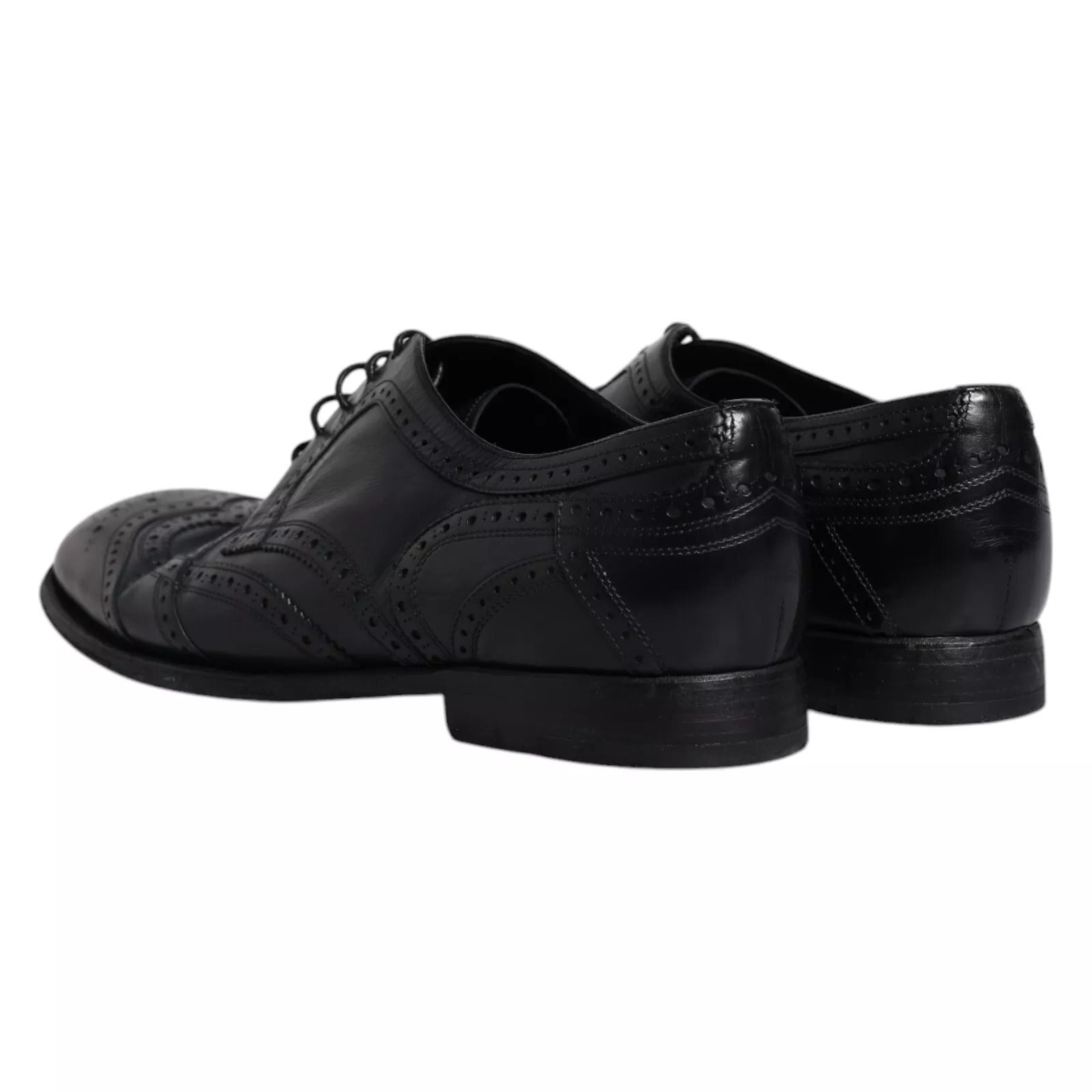 Chaussures Derby wingtip en cuir bleu foncé de Dolce & Gabbana, chaussures formelles élégantes pour homme.
