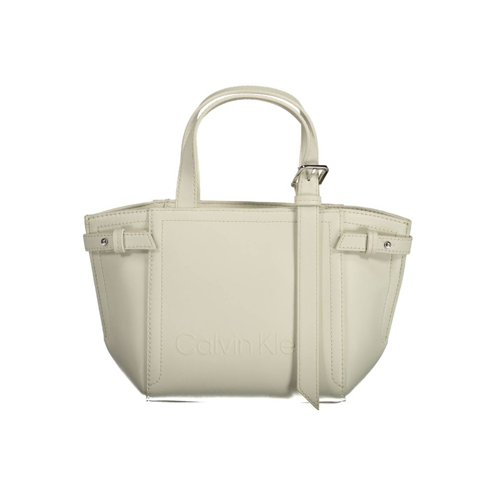 Sac à main pour femmes Calvin Klein en polyester blanc, élégant et pratique, avec détails modernes et finition soignée.