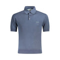 Chemise polo en coton bleu pour hommes de Guess Jeans, visible avec col classique et logo discret sur la poitrine.