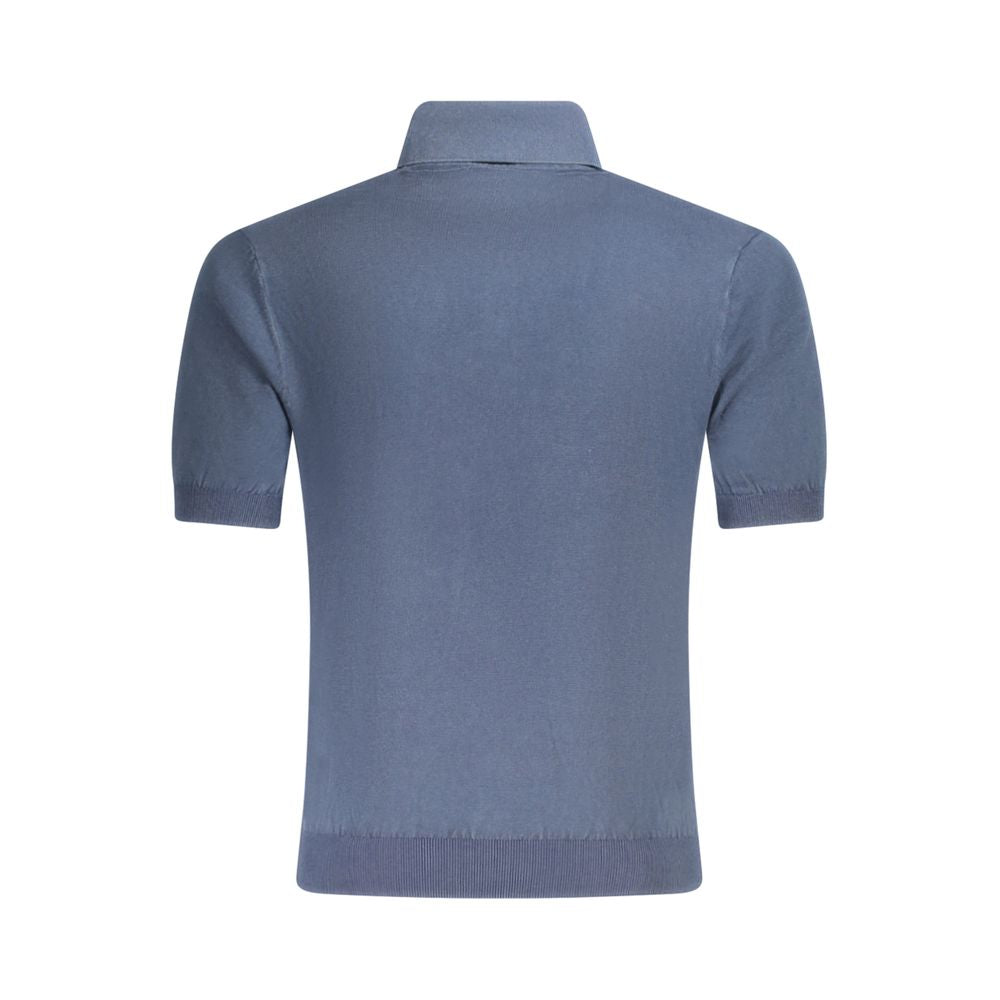 Chemise polo bleue en coton pour homme de Guess Jeans, vue de face avec col et boutons visibles.