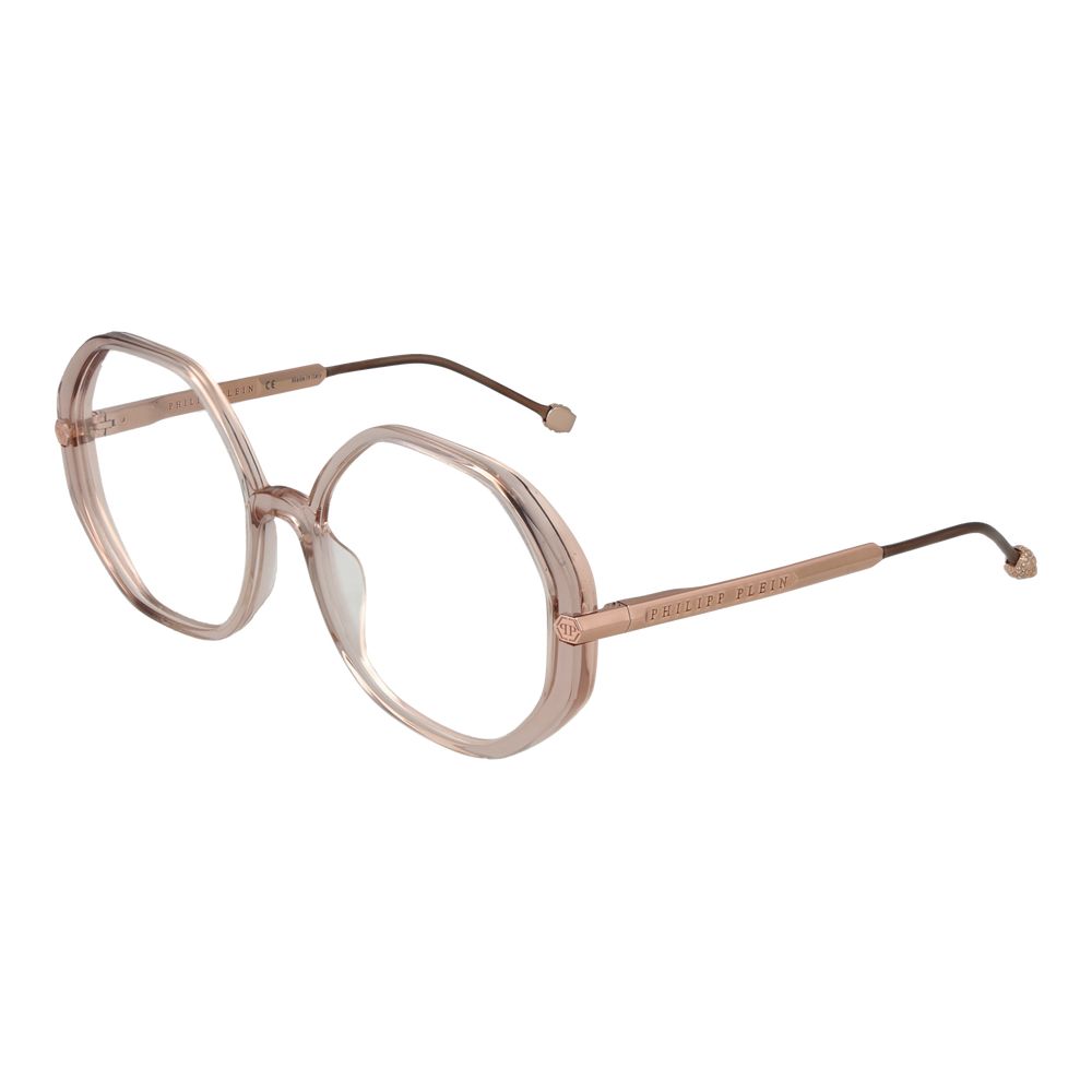 Lunettes en acétate de cellulose rose de la marque Philipp Plein, monture élégante pour un style moderne et sophistiqué.