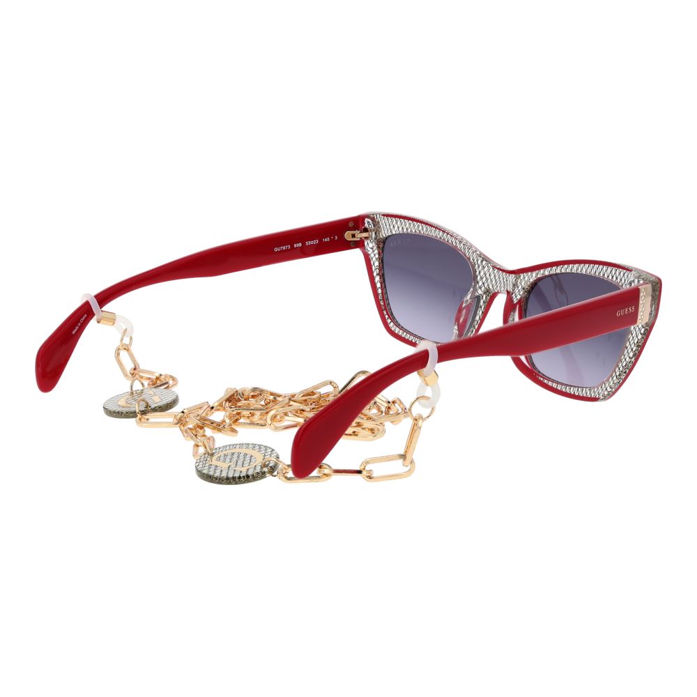 Lunettes de soleil en plastique multicolores de marque Guess, style tendance avec monture élégante et branches colorées.