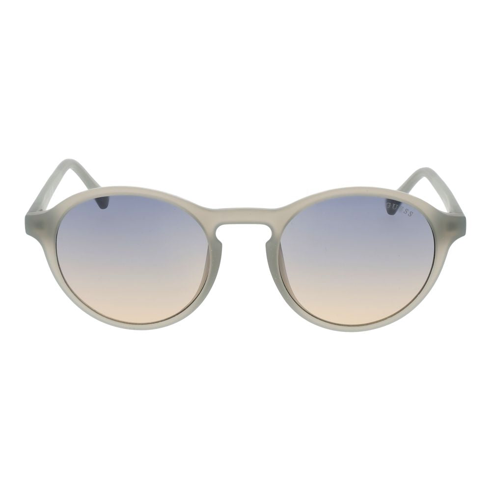 Lunettes de soleil en plastique gris Guess, style élégant, monture légère, avec verres foncés pour la protection solaire.