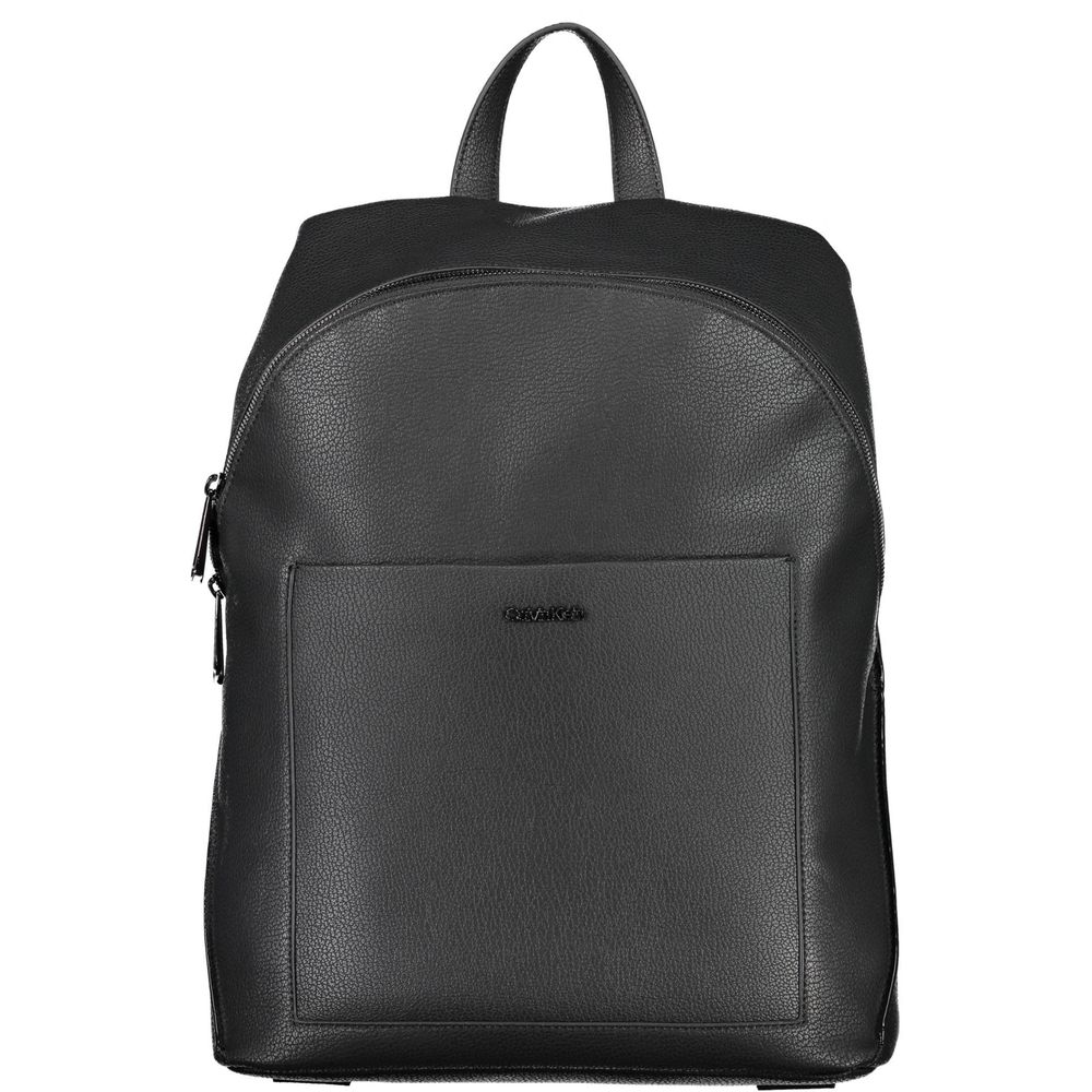 Sac à dos pour homme Calvin Klein en polyester noir, élégant et pratique, avec logo discret visible sur le devant.