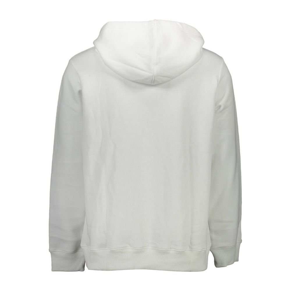 Sweat à capuche blanc pour hommes de Calvin Klein en coton, vue de face, avec logo discret sur la poitrine.