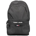 Sac à dos homme Tommy Hilfiger en polyester recyclé noir, avec poches et logo visible sur le devant.