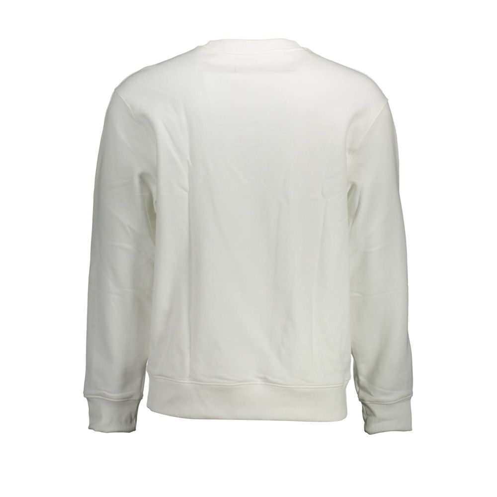 Sweat-shirt blanc en coton pour homme de la marque Calvin Klein, vue de face avec col rond et manches longues.
