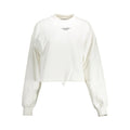 Sweatshirt en coton blanc pour femme de la marque Calvin Klein, coupe décontractée et logo discret sur la poitrine.