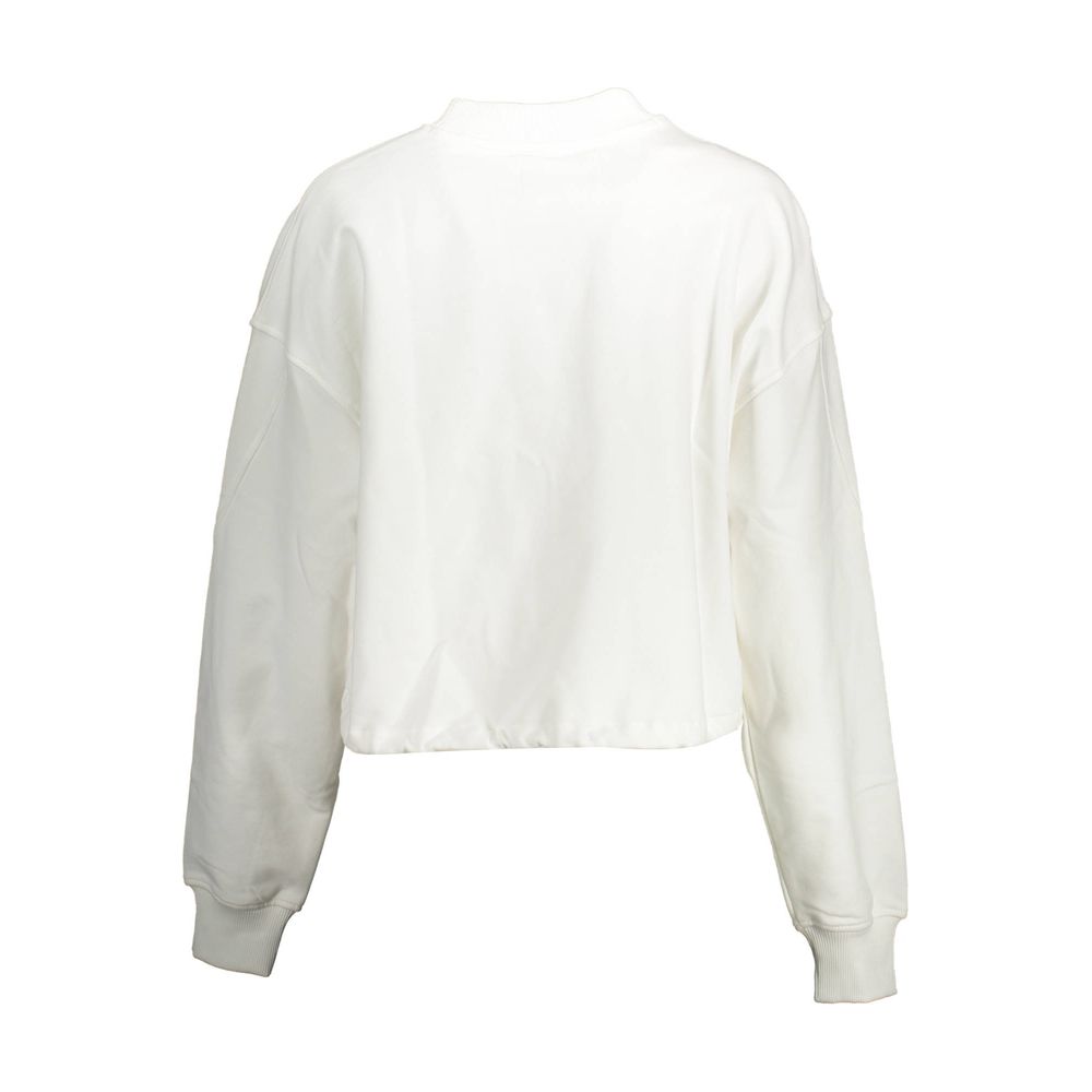 Sweatshirt pour femme Calvin Klein Bianco en coton blanc, décontractée et confortable, vue de face sur un mannequin.