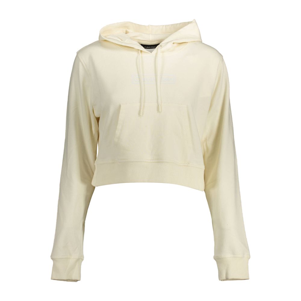 Sweat-shirt blanc en coton pour femmes de la marque Calvin Klein, coupe décontractée et logo discret sur la poitrine.