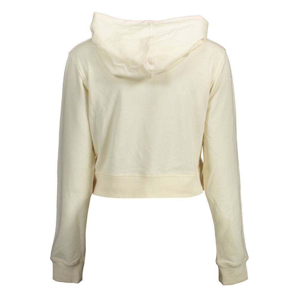 Sweatshirt blanche en coton pour femmes de la marque Calvin Klein, tissu doux et confort élégant visible sur l'image.