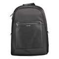 Sac à dos pour homme Calvin Klein en polyester noir, avec poignées et compartiments visibles.