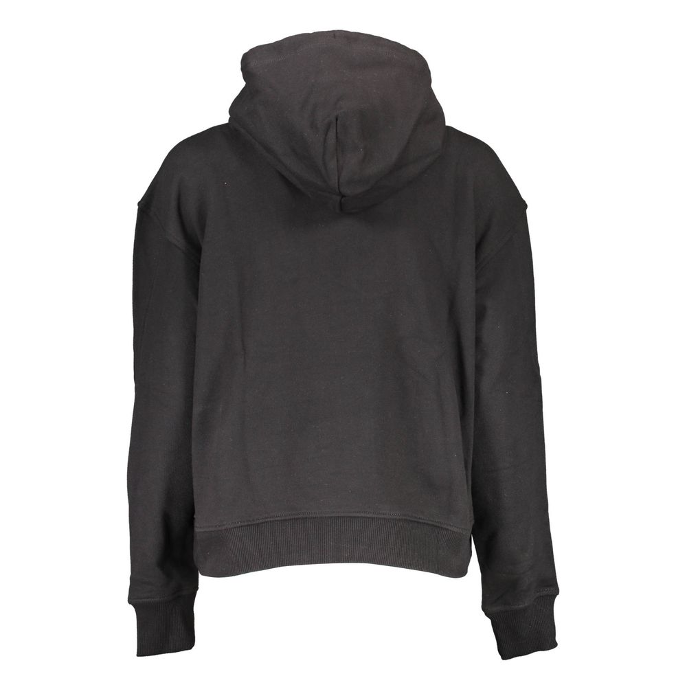 Sweat-shirt pour femmes en coton noir de la marque Calvin Klein, coupe décontractée et style simple.