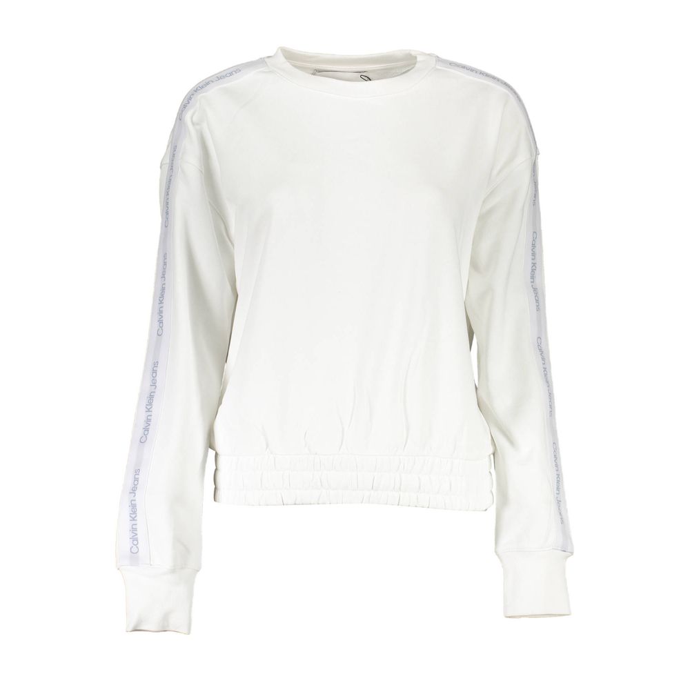 Sweat à capuche blanc en coton pour femmes de Calvin Klein, doux et confortable, avec logo discret sur la poitrine.