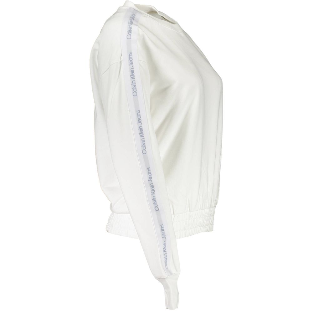 Sweat-shirt blanc en coton pour femmes de la marque Calvin Klein, avec logo subtil visible sur le devant.