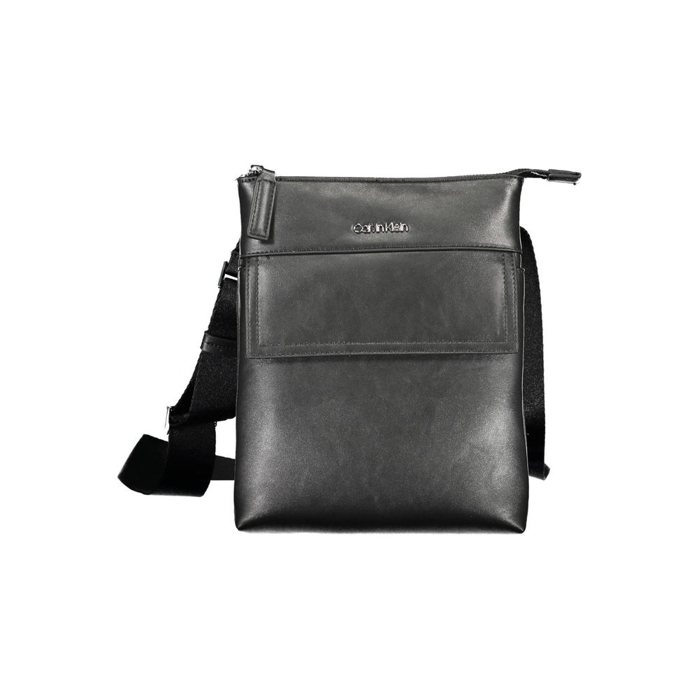 Sac à bandoulière pour homme Calvin Klein en polyester noir, avec logo discret et poignées ajustables.