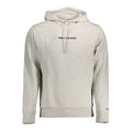 Pull en coton gris pour homme Tommy Hilfiger, détail du col et de la texture douce.