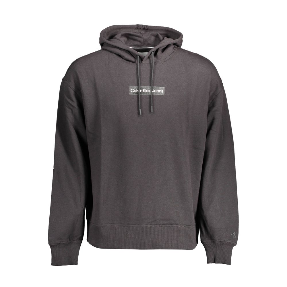 Sweat à capuche noir pour homme de Calvin Klein en coton, tissu doux avec logo discret sur la poitrine.