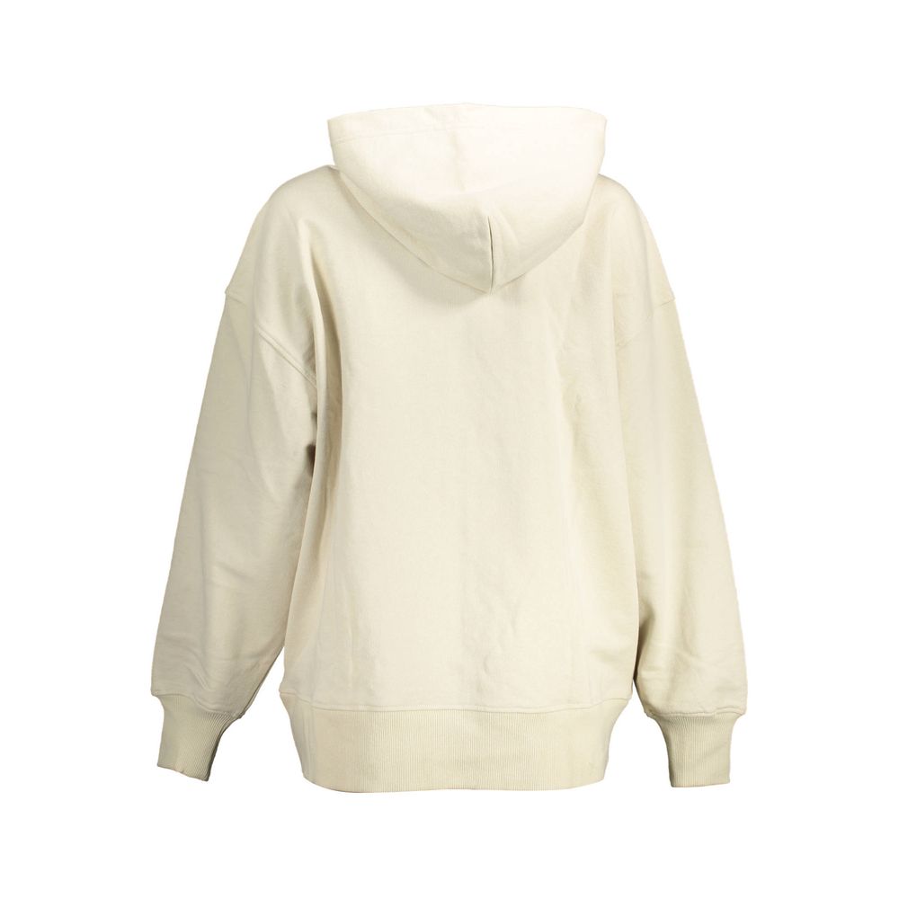 Sweat-shirt beige en coton pour femmes de la marque Calvin Klein, coupe décontractée et logo discret.