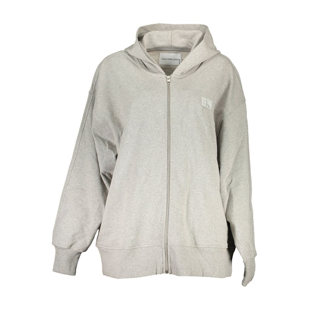 Sweat-shirt gris recyclé Calvin Klein Donna en coton avec logo visible, doux et confortable, mode décontractée pour femmes.