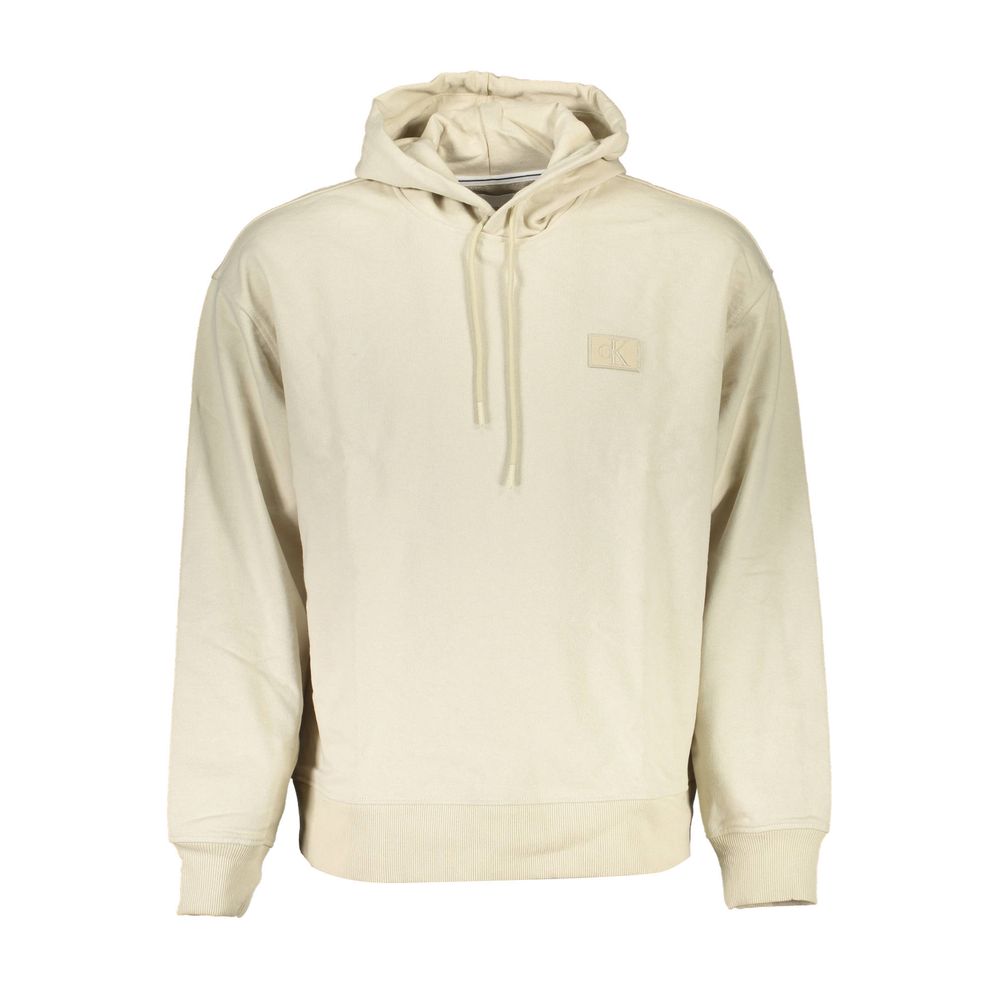 Sweat-shirt beige en coton pour homme de la marque Calvin Klein, vue de face avec col rond et manches longues.