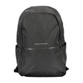 Sac à dos homme Tommy Hilfiger en polyester noir avec logo visible, idéal pour un style pratique et élégant.