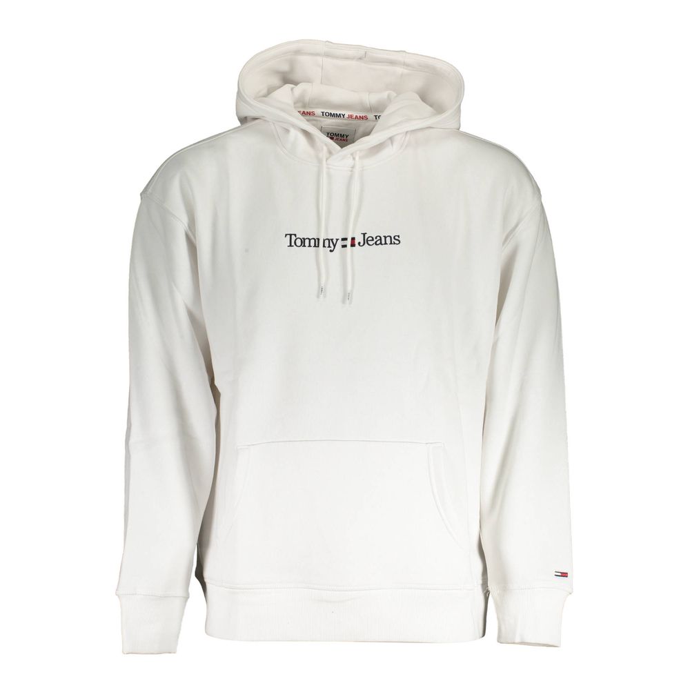 Pull homme en coton blanc Tommy Hilfiger, col rond et design simple, porté sur un mannequin.