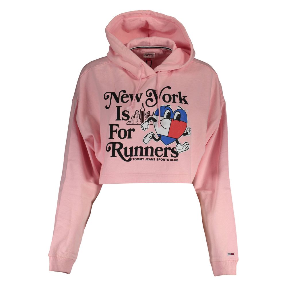 Pull en coton rose pour femme de la marque Tommy Hilfiger, doux et confortable, avec un design classique et élégant.