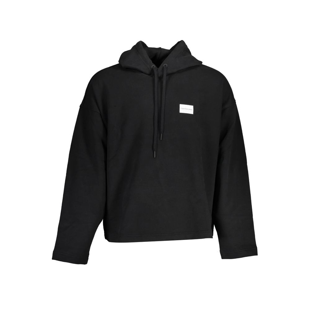 Sweatshirt noire en coton pour homme de la marque Calvin Klein, coupe décontractée et logo discret sur la poitrine.