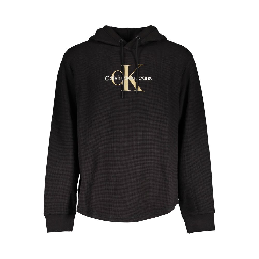Sweatshirt noir en coton pour homme de la marque Calvin Klein, vue de face sur un fond neutre.
